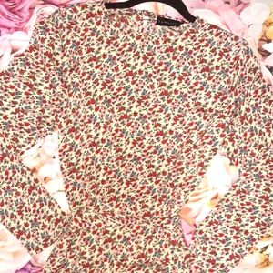 Red white and blue floral tie waist maxi dress